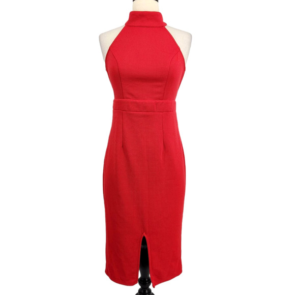 Lulu’s Outstanding Features Red Halter Dress - Picture 2 of 7